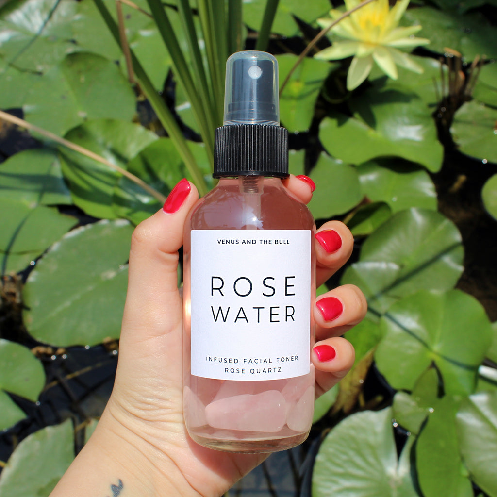 Rose Water Facial Toner - Infused with Rose Quartz - 4oz - Spiritual Nexus
