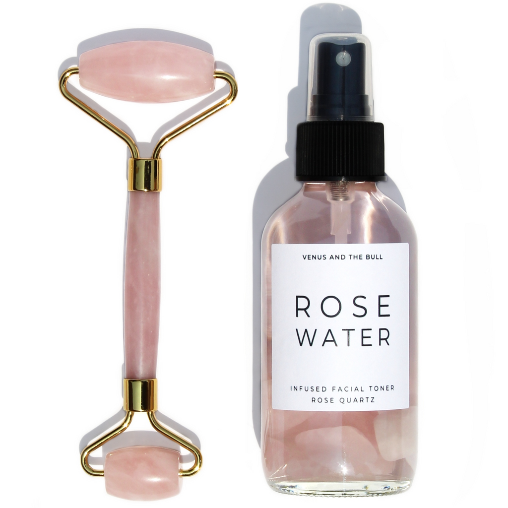 Rose Water Facial Toner + Rose Quartz Facial Roller - Spiritual Nexus